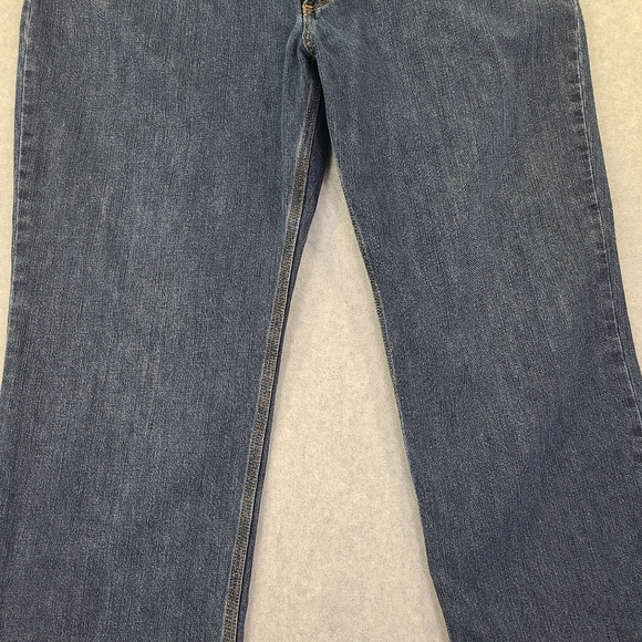 Carhart Men's Blue Denim Jeans Big Relaxed Fit Work Pants 44x32 Leg Hems Clipped - Picture 3 of 16